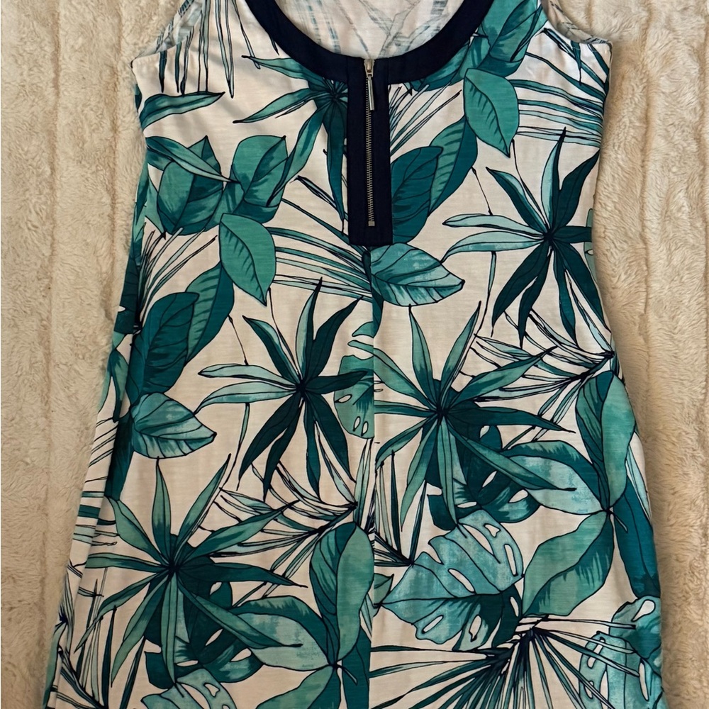 Tommy Bahama Cabana Colores Back Zip White Navy Teal Sz Small Dress MSRP $110 - Picture 3 of 7